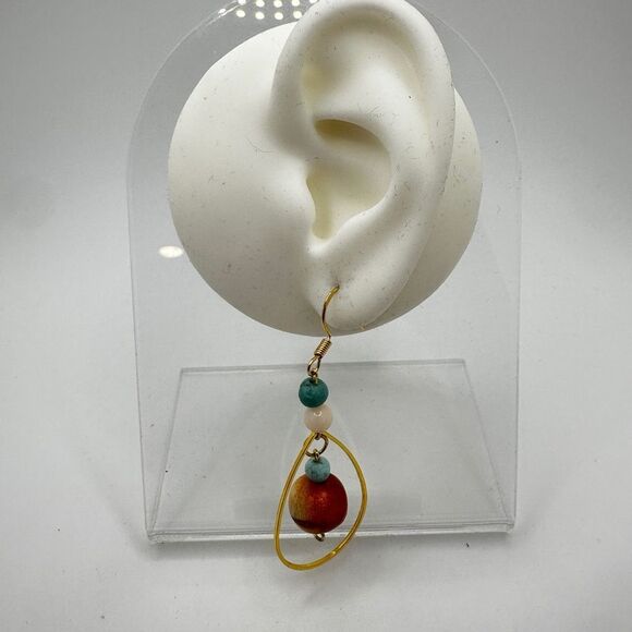 NWOT Angel skin coral, sponge coral and turquoise earrings w/ 925 hooks! - Picture 3 of 11